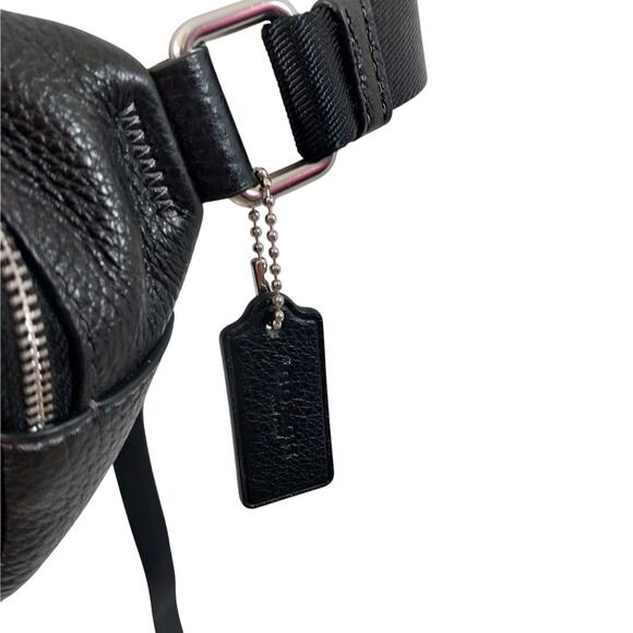 NWOT! COACH! BLACK GENUINE PEBBLE LEATHER SILVER HARDWARE HIP PACK SHOULDER BAG! - Picture 4 of 15